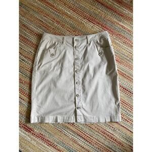 Khaki Snap Front Straight Skirt by Chico's Platinum Size 2.5